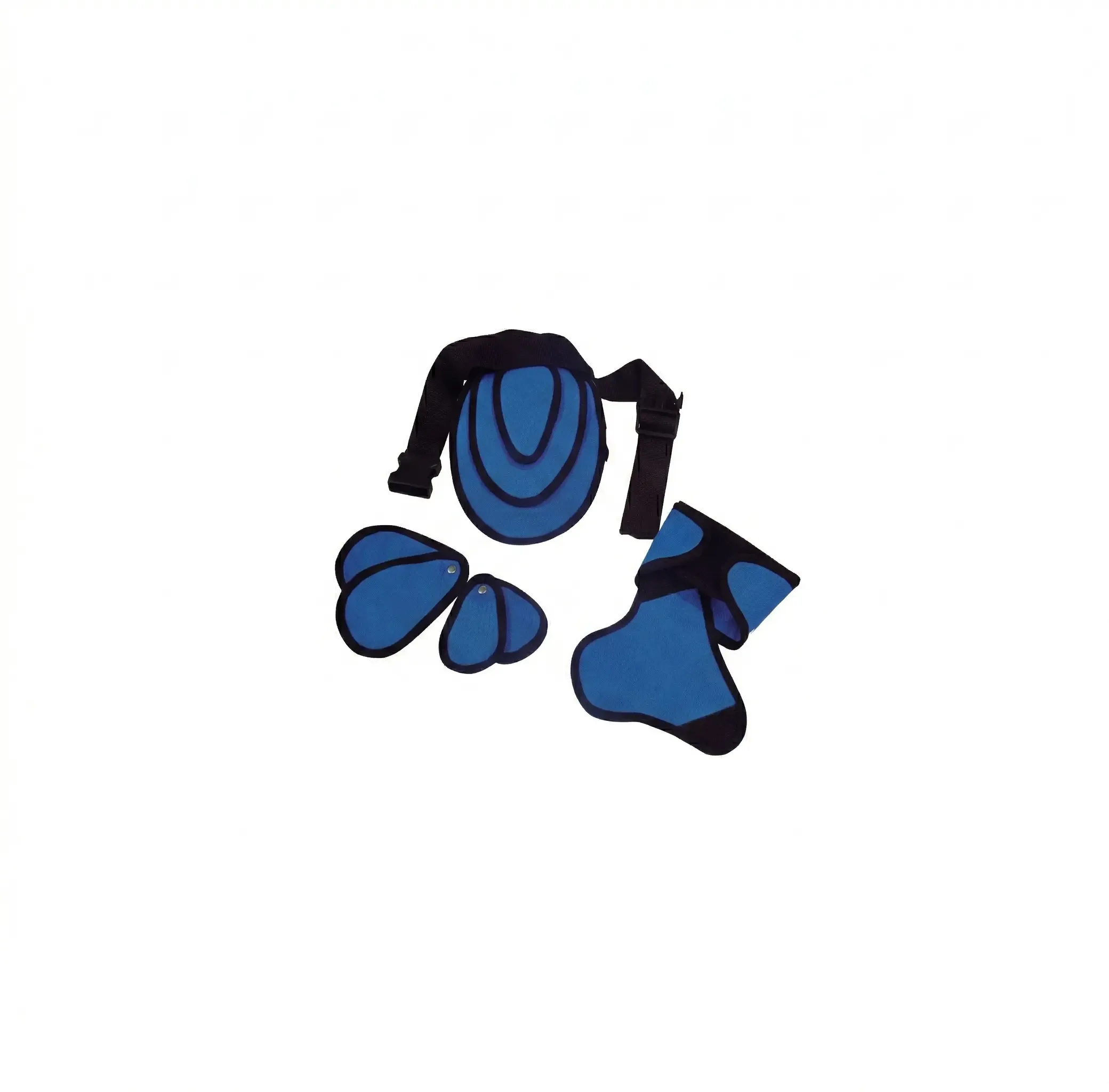 Protective accessories for patients — a blue thyroid collar and protective pads